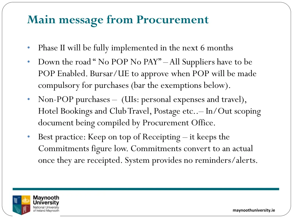 main message from procurement