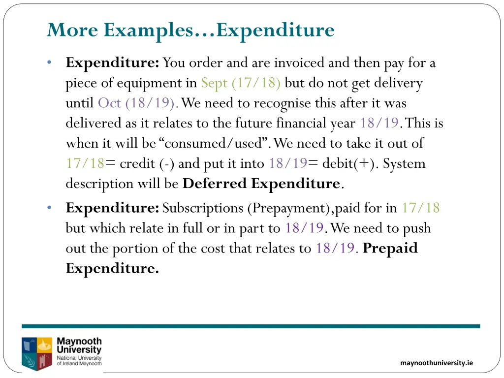 more examples expenditure