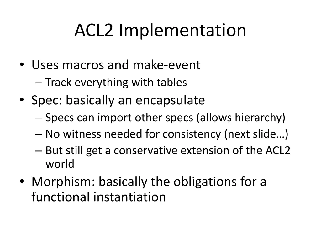 acl2 implementation