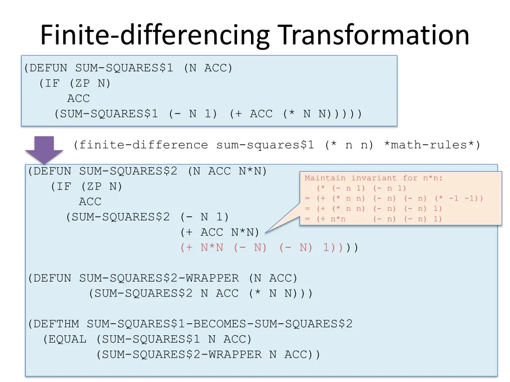finite differencing transformation