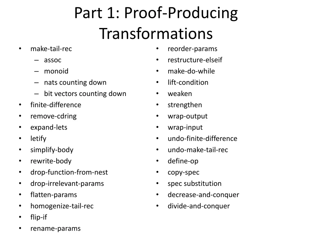 part 1 proof producing transformations
