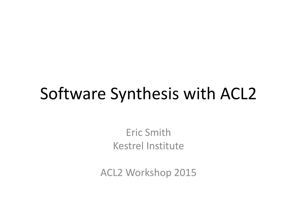 software synthesis with acl2