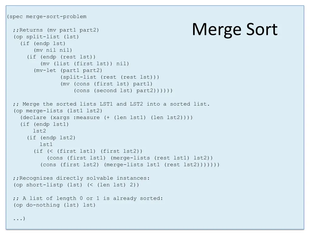 spec merge sort problem