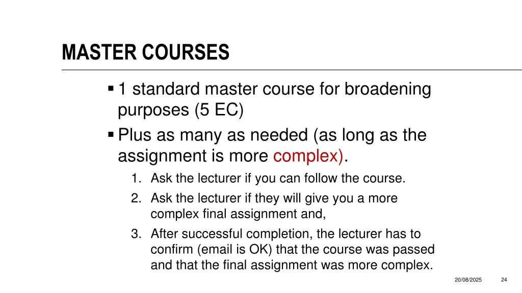 master courses