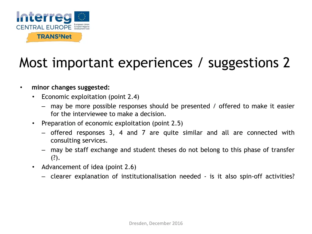 most important experiences suggestions 2