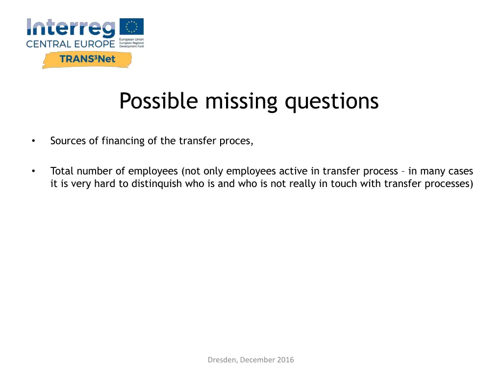 possible missing questions