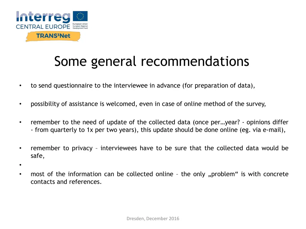 some general recommendations