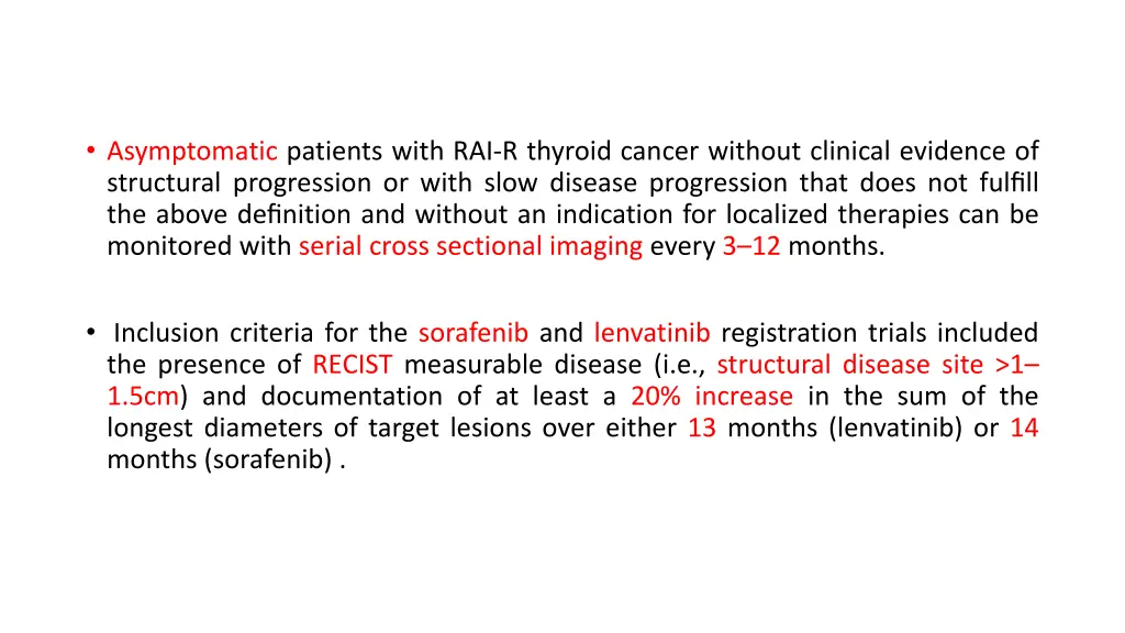 asymptomatic patients with rai r thyroid cancer
