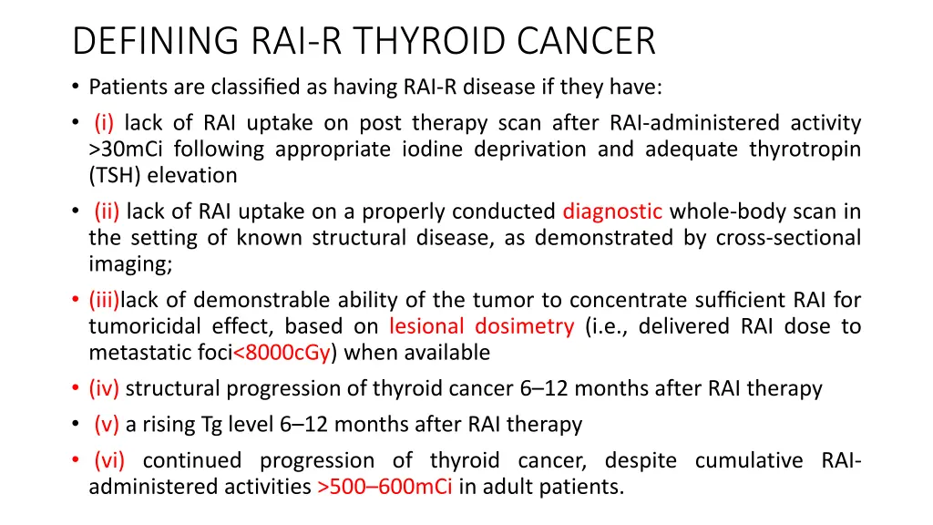 defining rai r thyroid cancer patients