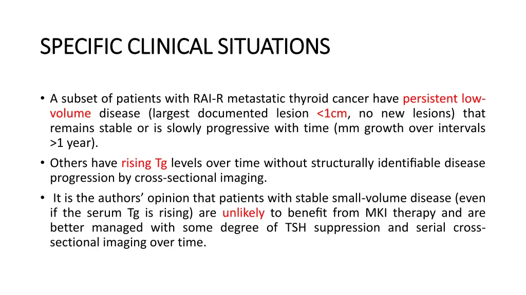 specific clinical specific clinical situations