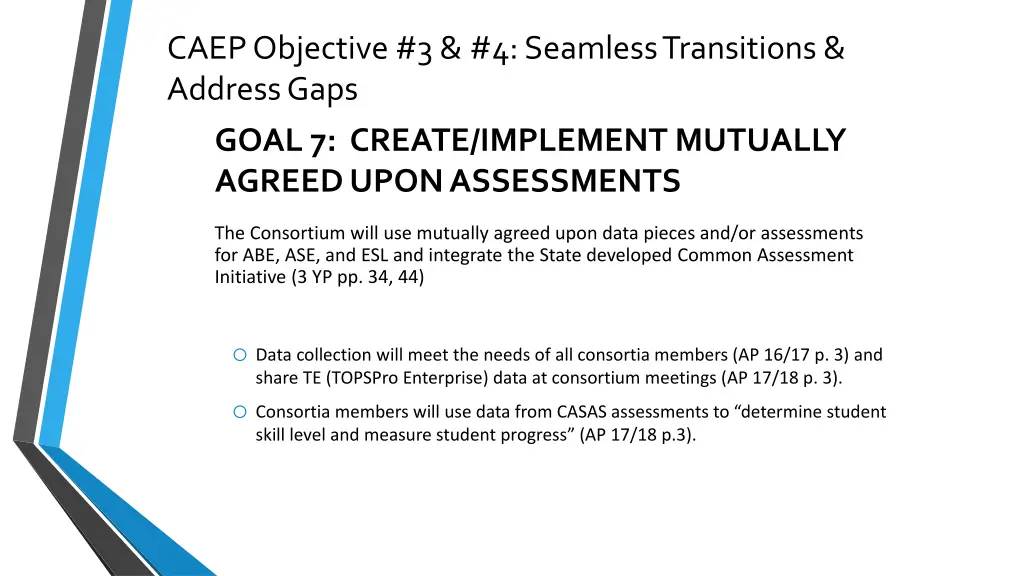 caep objective 3 4 seamless transitions address