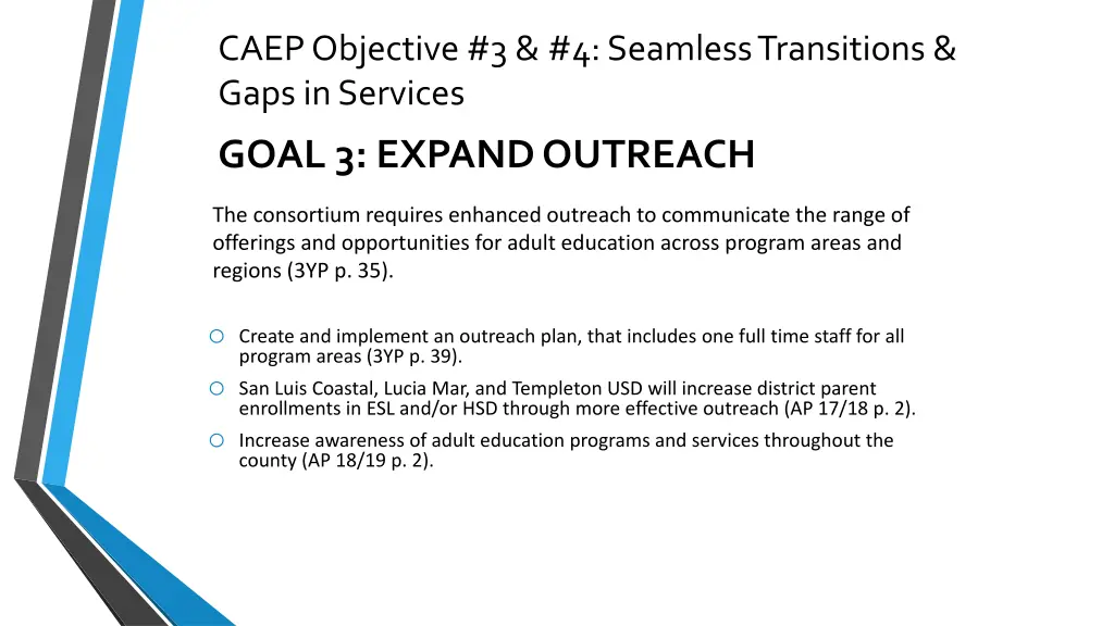 caep objective 3 4 seamless transitions gaps