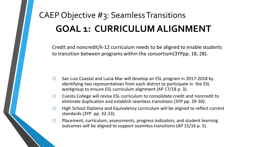 caep objective 3 seamless transitions