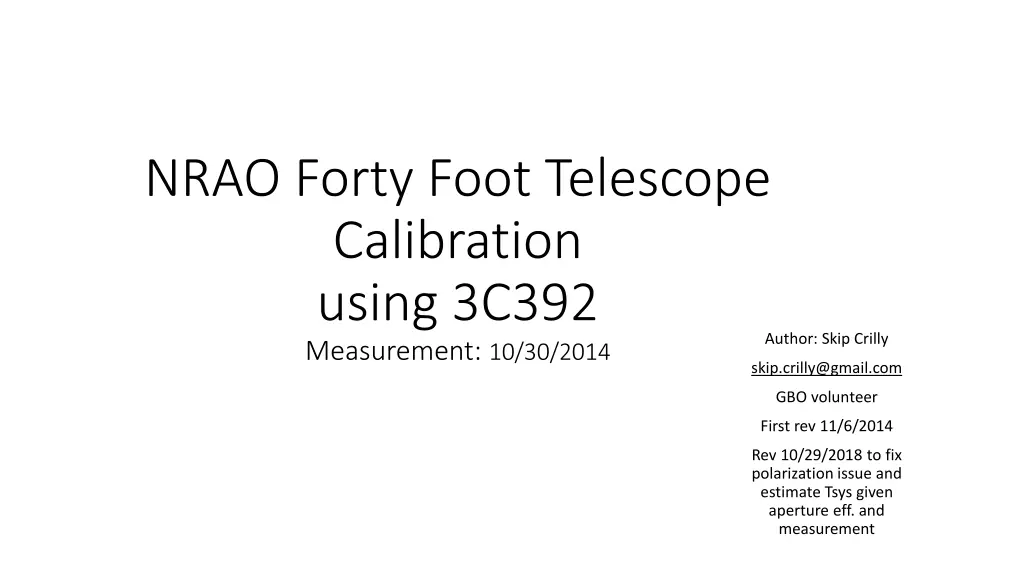 nrao forty foot telescope calibration using 3c392