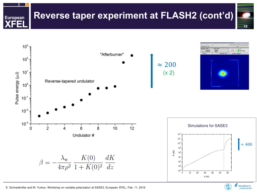 reverse taper experiment at flash2 cont d