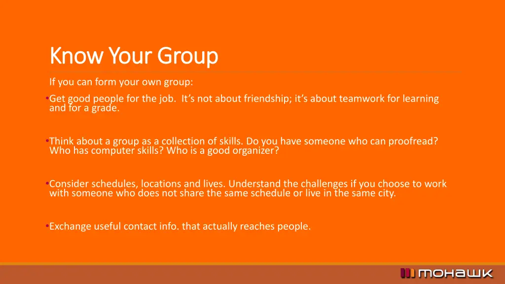 know your group know your group