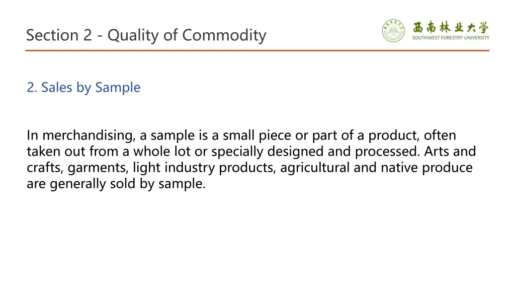 section 2 quality of commodity 14
