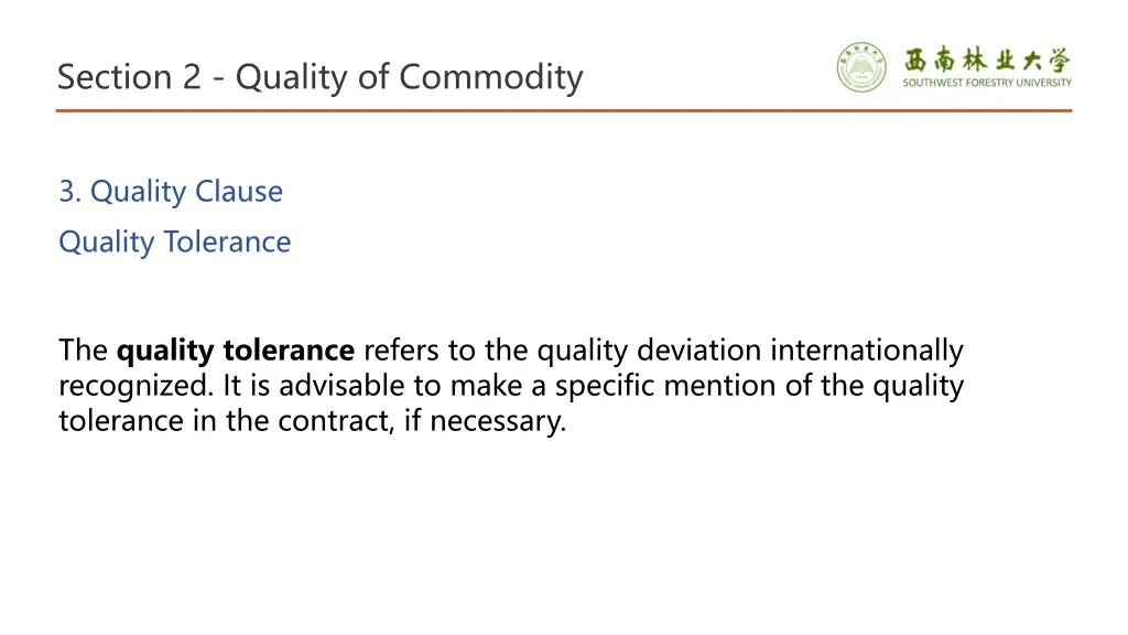 section 2 quality of commodity 18
