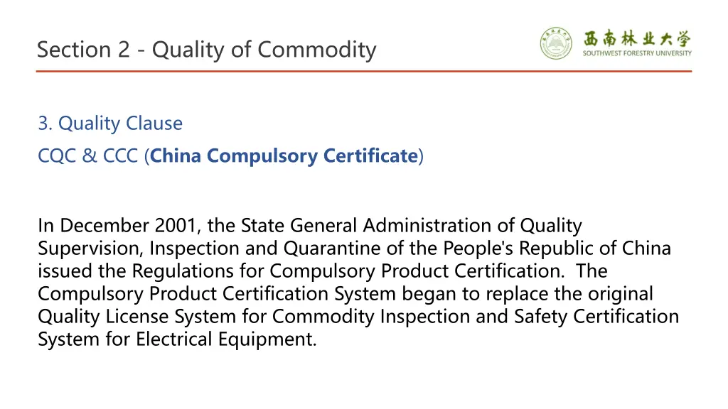 section 2 quality of commodity 22