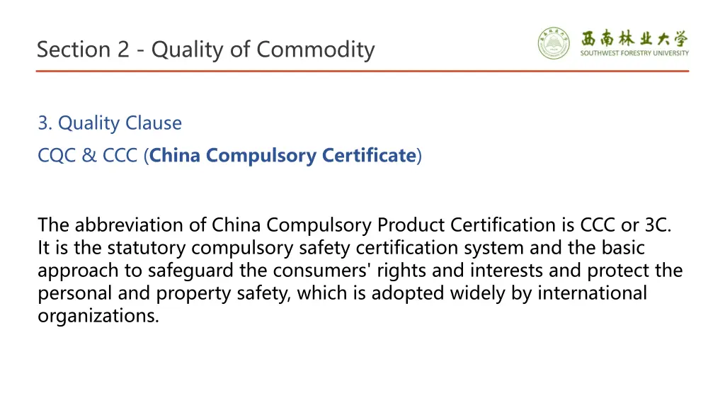 section 2 quality of commodity 23