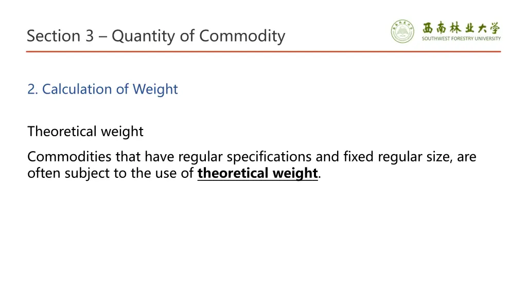 section 3 quantity of commodity 10