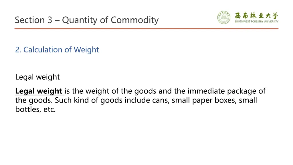 section 3 quantity of commodity 11