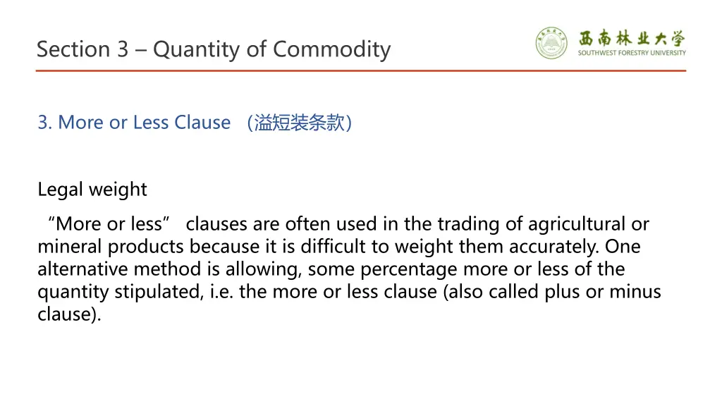 section 3 quantity of commodity 12