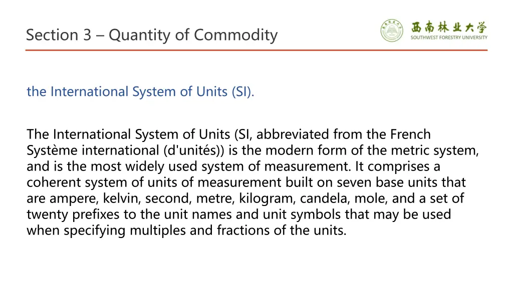 section 3 quantity of commodity 5