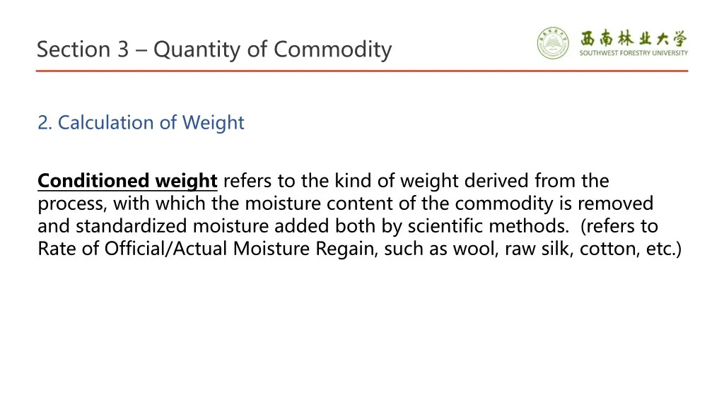 section 3 quantity of commodity 9