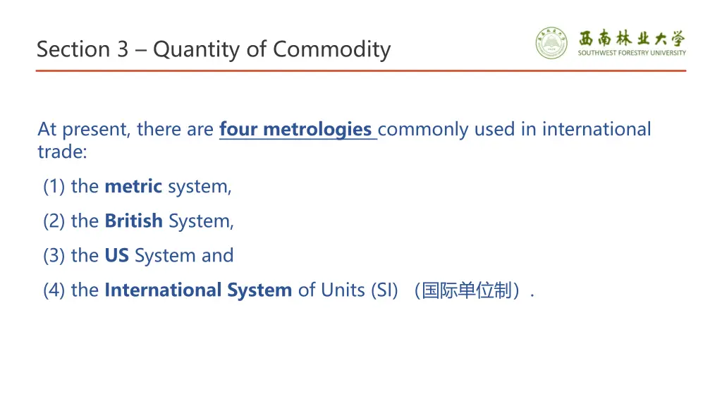 section 3 quantity of commodity