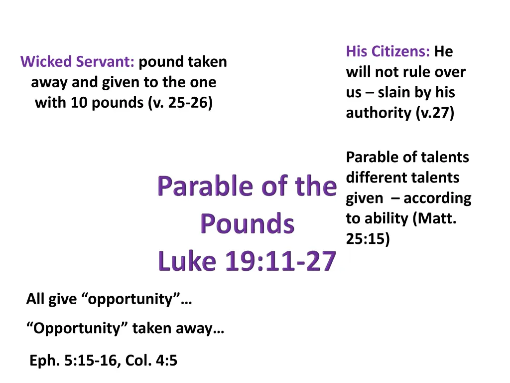 his citizens he will not rule over us slain 1