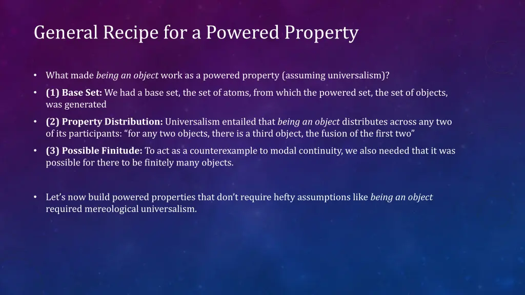 general recipe for a powered property