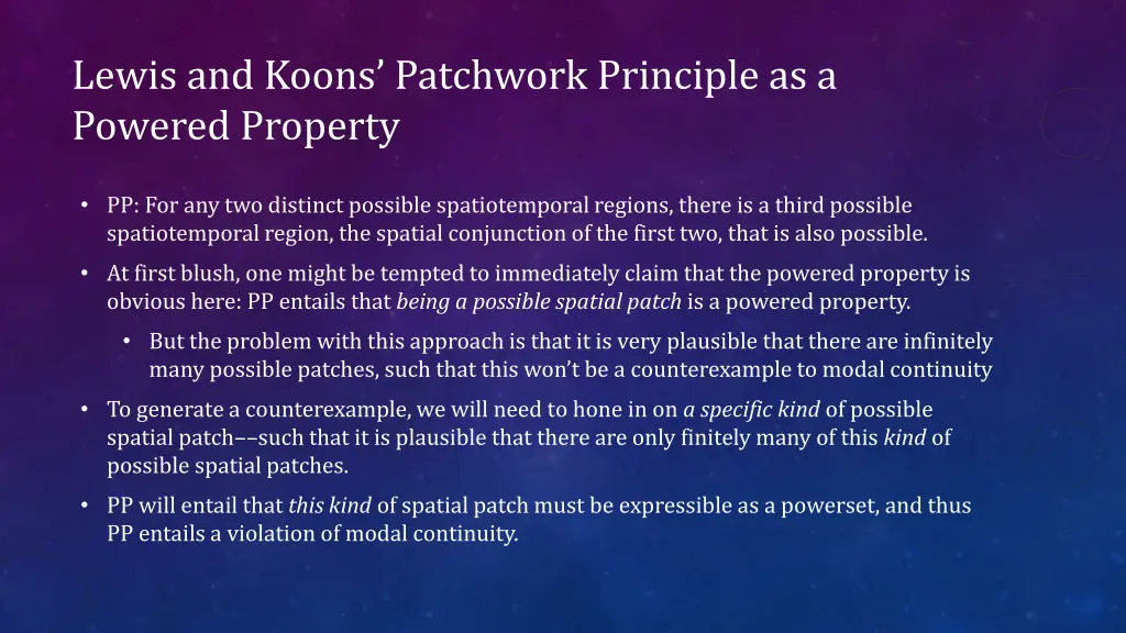 lewis and koons patchwork principle as a powered