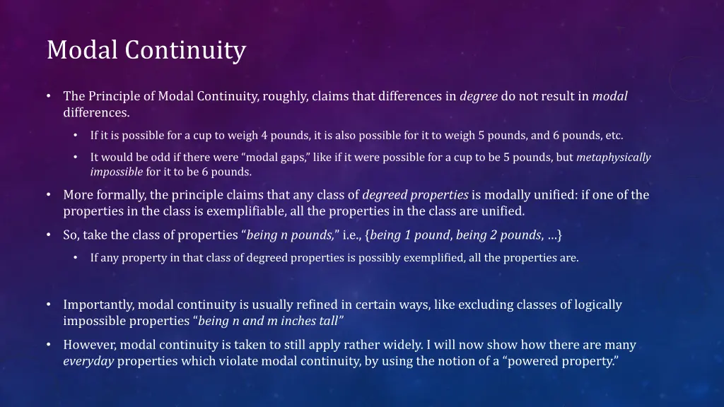 modal continuity