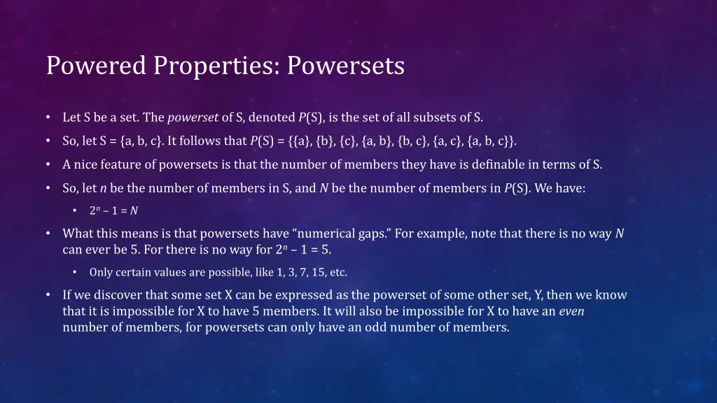 powered properties powersets