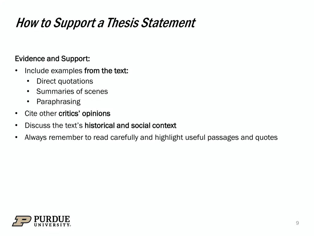 how to support a thesis statement