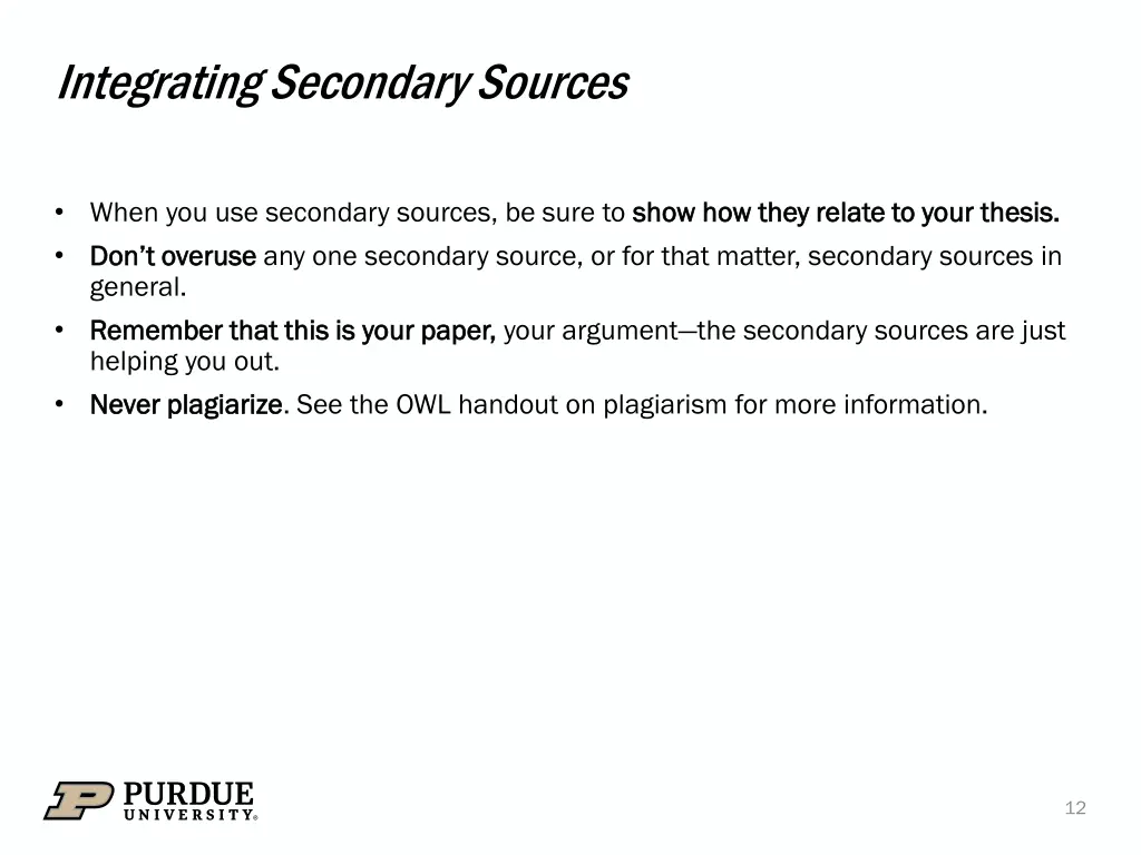 integrating secondary sources