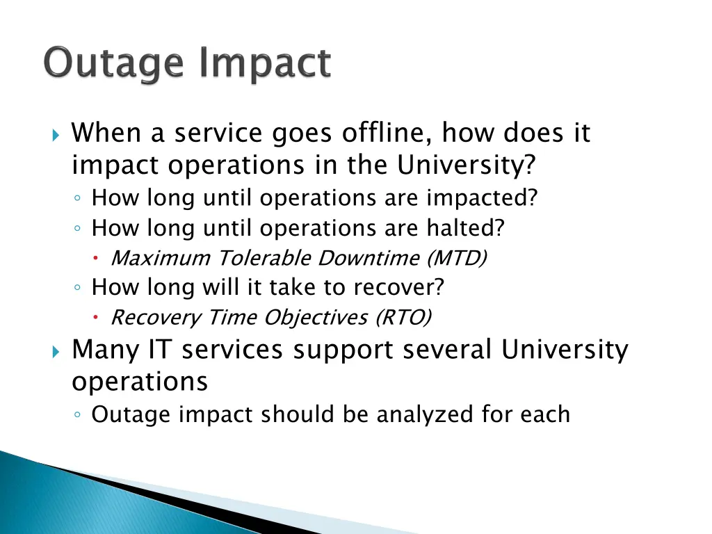 when a service goes offline how does it impact