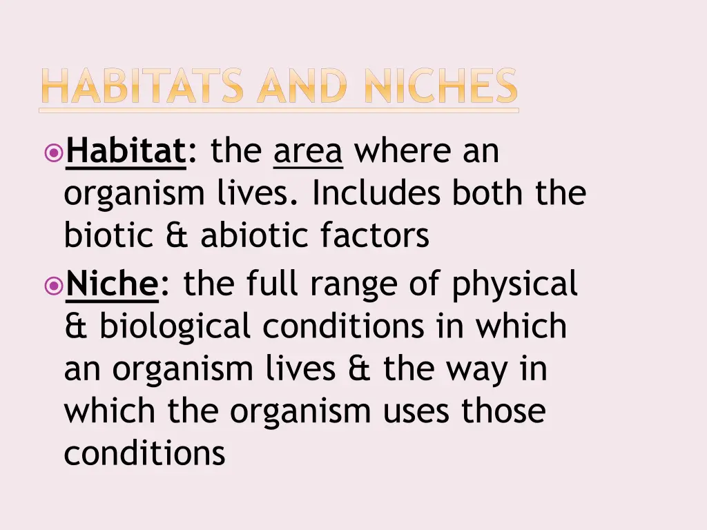 habitats and niches