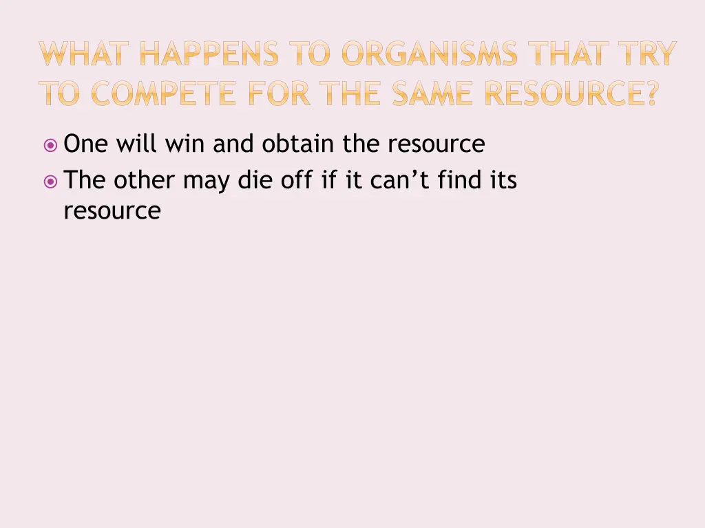 what happens to organisms that try to compete