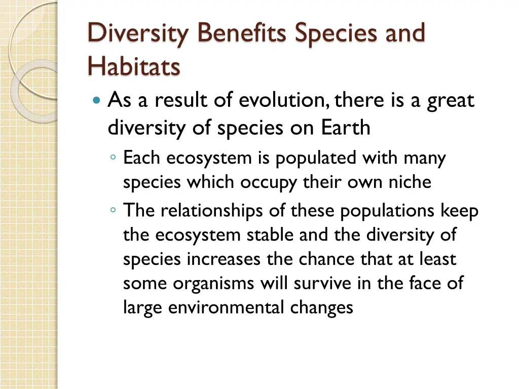 diversity benefits species and habitats