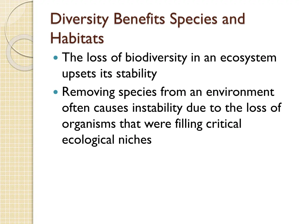 diversity benefits species and habitats the loss