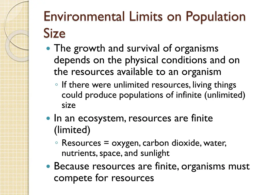 environmental limits on population size