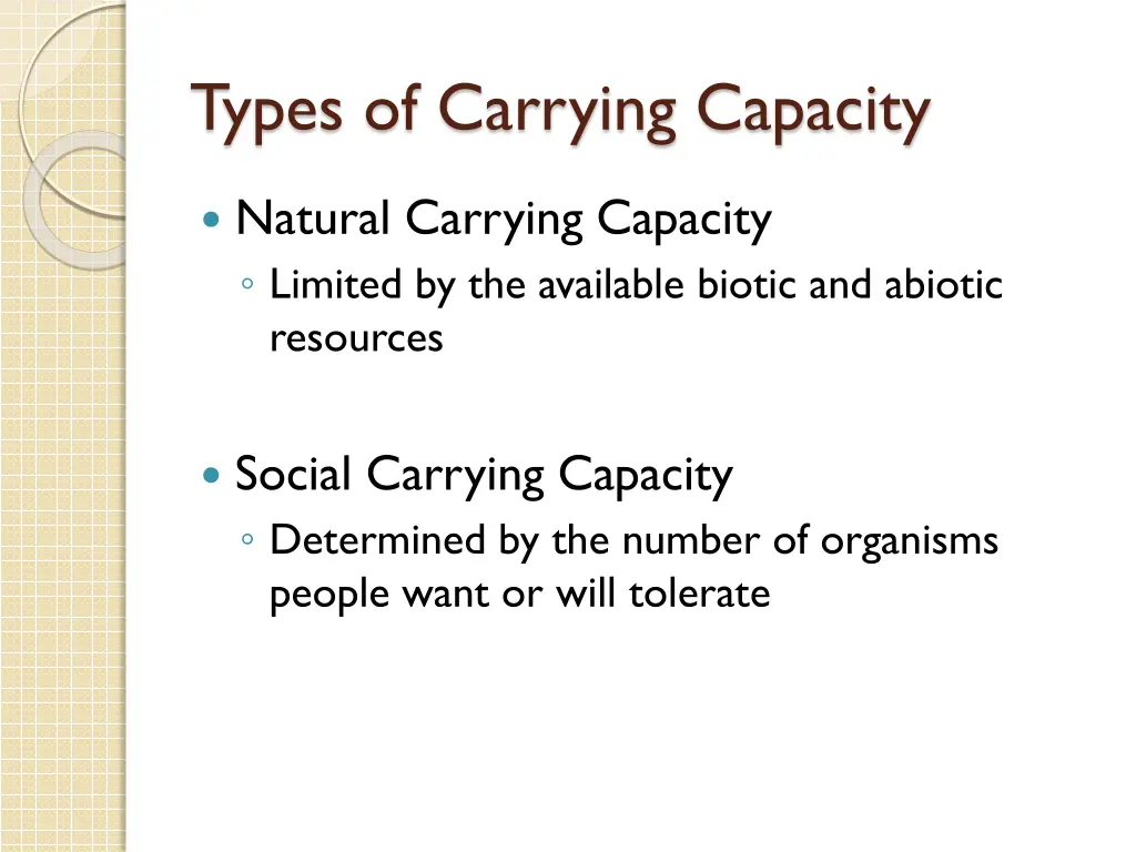 types of carrying capacity