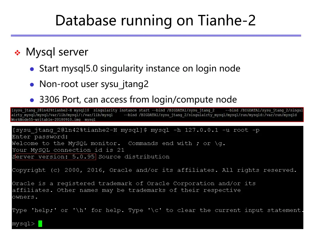 database running on tianhe 2