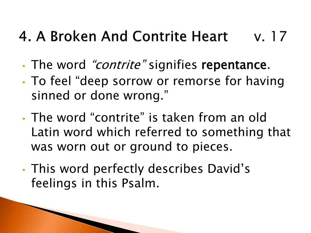 the word contrite signifies repentance to feel