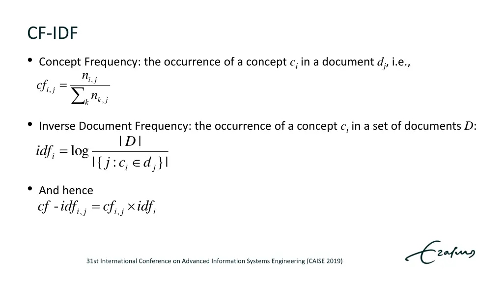 cf idf concept frequency the occurrence