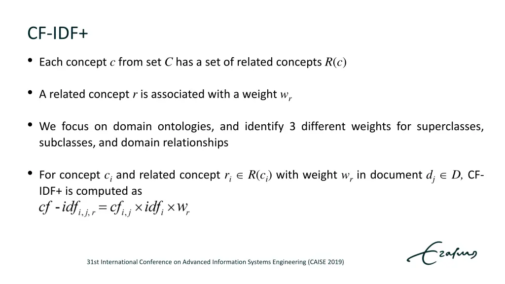 cf idf each concept c from