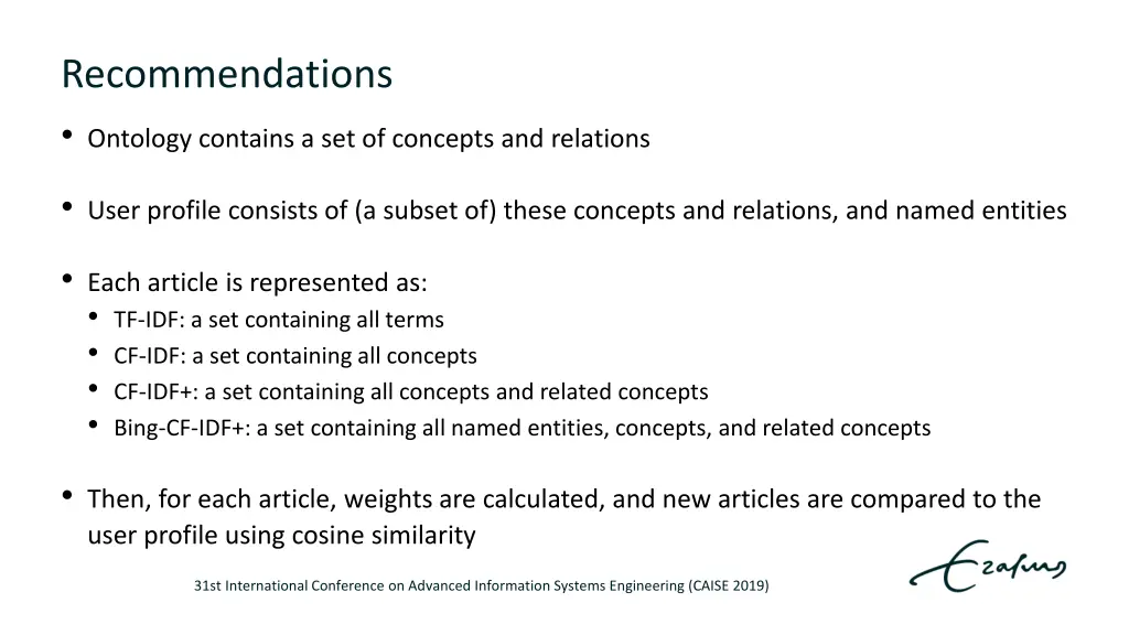 recommendations ontology contains