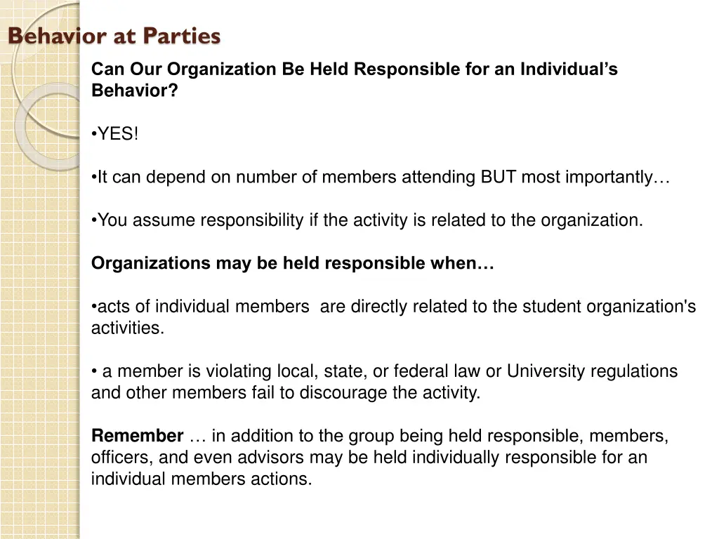behavior at parties